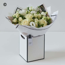 Beautifully Simple White Rose and Lily Bouquet