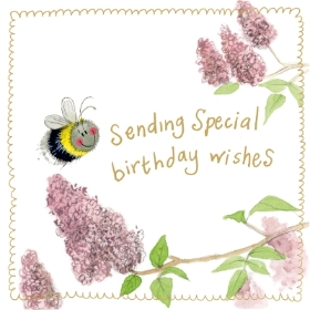Bee and Lilac Birthday Card