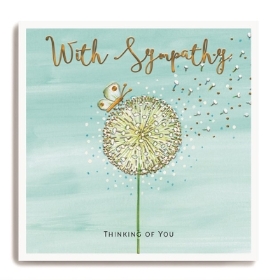 With Sympathy   Dandelion Clock with Butterfly